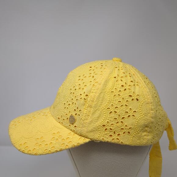 Flower Tied Baseball Cap Yellow One Size Adjustable Blank Cotton Vince Camuto - Picture 3 of 10